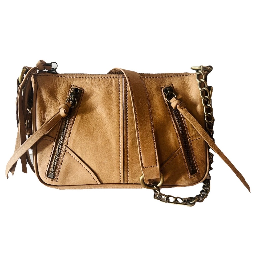 Marc New York Small Crossbody Bag Light Brown Urban Chic with Chain Detail